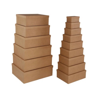 Set of decorative boxes Versa Brown Cardboard (15 Pieces)