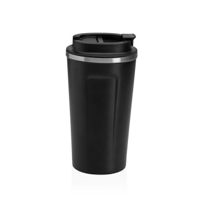 Glass with Lid Versa Black Steel polypropylene 510 ml