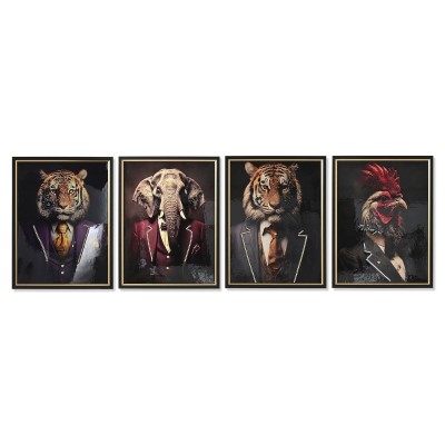 Painting Home ESPRIT Black Animal Loft Lacquered 64 x 4,5 x 84 cm (4 Units)
