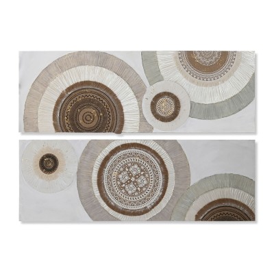 Cadre Home ESPRIT Blanc Beige Cercles Scandinave 150 x 3 x 50 cm (2 Unités)