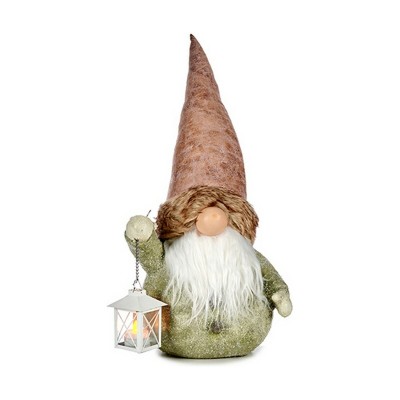 Figurine Décorative Lumière Lanterne Lutin 21,5 x 53 x 27 cm Gris Rose Résine