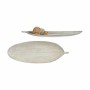 Tray White MDF Wood Leaf of a plant 59,5 x 3 x 21,6 cm Decoration (6 Units)