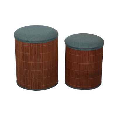 Pouf Versa Vert Lin Bambou Bois MDF