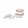 Set of lunch boxes Bergner Walking Anywhere Borosilicate Glass cuadradas Squared 320 ml 520 ml 800 Pages Red