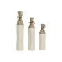 Ensemble de 3 Vases Home ESPRIT Blanc Doré Métal 14 x 14 x 67 cm (3 Pièces)