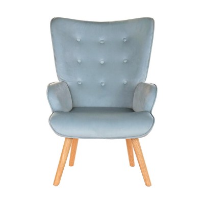 Armchair DKD Home Decor Blue Sky blue Natural Wood Plastic 67 x 75 x 96 cm