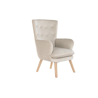 Armchair DKD Home Decor Natural Beige Wood Polyester (67 x 70 x 95 cm)
