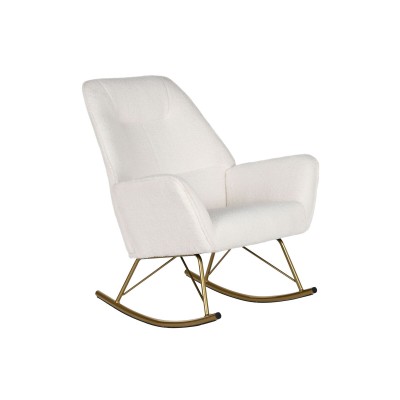 Rocking Chair Home ESPRIT White Golden Polyester Metal 73 x 75 x 97 cm