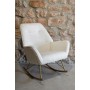 Rocking Chair Home ESPRIT White Golden Polyester Metal 73 x 75 x 97 cm