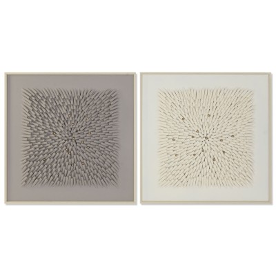Cadre Home ESPRIT Beige Gris Abstrait Moderne 100 x 3,5 x 100 cm (2 Unités)