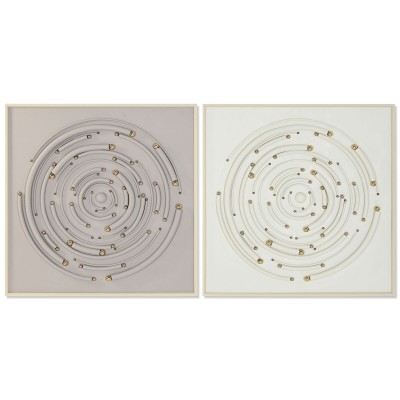 Cadre Home ESPRIT Beige Gris Moderne Cercles 100 x 3,5 x 100 cm (2 Unités)