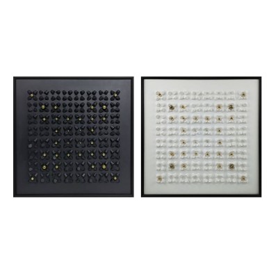 Cadre Home ESPRIT Blanc Noir Abstrait Moderne 100 x 3,5 x 100 cm (2 Unités)