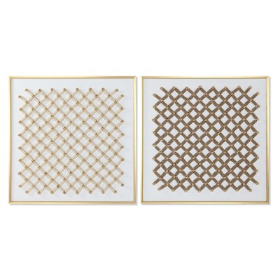 Painting Home ESPRIT White Golden Natural Abstract Modern 100 x 3,5 x 100 cm (2 Units)