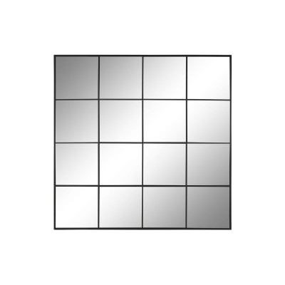 Wall mirror Home ESPRIT Black Window 122 x 2 x 122 cm