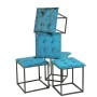 Jeu de tabourets GO GIFT Transformer Bleu Velours Acier 50 x 50 x 50 cm Pouf 5 en 1 5 Unités