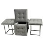 Jeu de tabourets GO GIFT Transformer Gris Velours Acier 50 x 50 x 50 cm Pouf 5 en 1 5 Unités