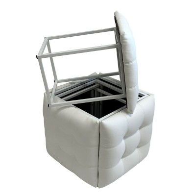Jeu de tabourets GO GIFT Transformer Blanc Cuir Acier 50 x 50 x 50 cm Pouf 5 en 1 5 Unités