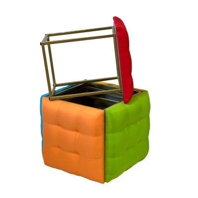 Jeu de tabourets GO GIFT Transformer Multicouleur Cuir Acier 50 x 50 x 50 cm Pouf 5 en 1 5 Unités