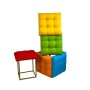 Jeu de tabourets GO GIFT Transformer Multicouleur Cuir Acier 50 x 50 x 50 cm Pouf 5 en 1 5 Unités