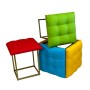 Jeu de tabourets GO GIFT Transformer Multicouleur Cuir Acier 50 x 50 x 50 cm Pouf 5 en 1 5 Unités