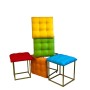Jeu de tabourets GO GIFT Transformer Multicouleur Cuir Acier 50 x 50 x 50 cm Pouf 5 en 1 5 Unités