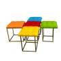 Jeu de tabourets GO GIFT Transformer Multicouleur Cuir Acier 50 x 50 x 50 cm Pouf 5 en 1 5 Unités