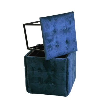 Jeu de tabourets GO GIFT Transformer Bordeaux Velours Acier 50 x 50 x 50 cm Pouf 5 en 1 5 Unités