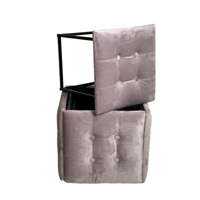 Jeu de tabourets GO GIFT Transformer Rose Velours Acier 50 x 50 x 50 cm Pouf 5 en 1 5 Unités