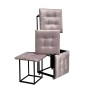 Jeu de tabourets GO GIFT Transformer Rose Velours Acier 50 x 50 x 50 cm Pouf 5 en 1 5 Unités