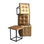 Jeu de tabourets GO GIFT Transformer Camel Cuir Acier 50 x 50 x 50 cm Pouf 5 en 1 5 Unités