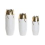 Set of 3 Vases Home ESPRIT White Golden Metal 21 x 21 x 55 cm (3 Pieces)