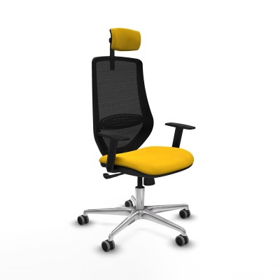 Office Chair with Headrest Piqueras y Crespo D086G2W Yellow