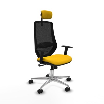 Office Chair with Headrest Piqueras y Crespo D086N2W Yellow