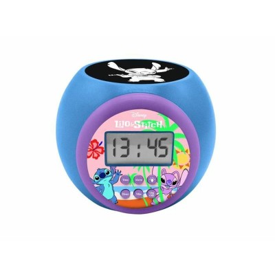 Radio réveil avec projecteur LCD Lexibook Stitch Bleu Multicouleur