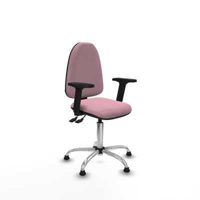 Chaise de Bureau Piqueras y Crespo Aýna AS bali rosa brazos 2D base cromada topes Rose