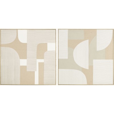 Cadre Home ESPRIT Blanc Beige Moderne Scandinave 90 x 3,8 x 90 cm (2 Unités)