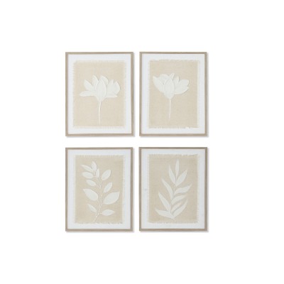Cadre Home ESPRIT Blanc Beige Scandinave Plantes botaniques 40 x 2,2 x 50 cm (4 Unités)