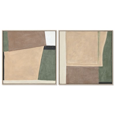 Cadre Home ESPRIT Vert Beige Abstrait Urbaine 80 x 3,8 x 80 cm (2 Unités)