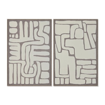 Cadre Home ESPRIT Blanc Beige Abstrait Scandinave 60 x 3 x 90 cm (2 Unités)