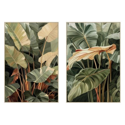Painting Home ESPRIT Yellow Green Terracotta Palms Tropical (2 Units)