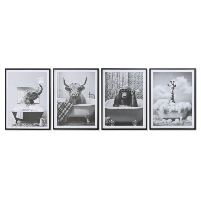 Cadre Home ESPRIT Blanc Noir Animal Vintage 45 x 2,2 x 60 cm (4 Unités)