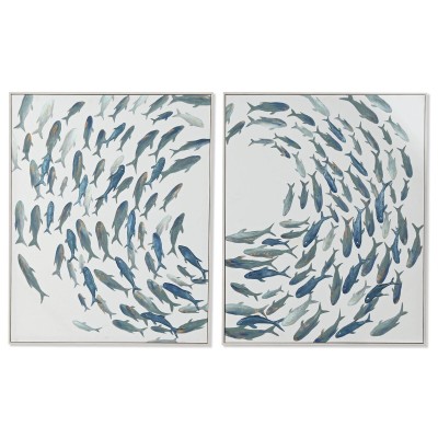 Cadre Home ESPRIT Bleu Crème Spirales 82,5 x 4 x 102,5 cm (2 Unités)