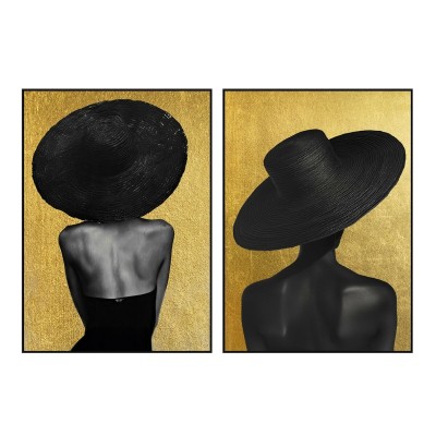 Cadre Home ESPRIT Noir Doré Chapeau 103 x 4,5 x 143 cm (2 Unités)