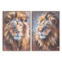 Cadre Home ESPRIT Bleu Orange Colonial Lion 70 x 3,5 x 100 cm (2 Unités)