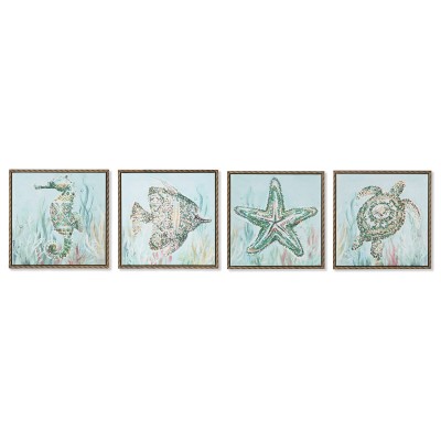 Cadre Home ESPRIT Bleu Blanc méditerranéen 30 x 3,5 x 30 cm (4 Unités)