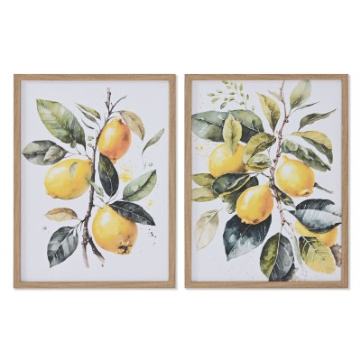 Cadre Home ESPRIT Jaune Blanc Vert Citron méditerranéen 30 x 1,8 x 40 cm (2 Unités)