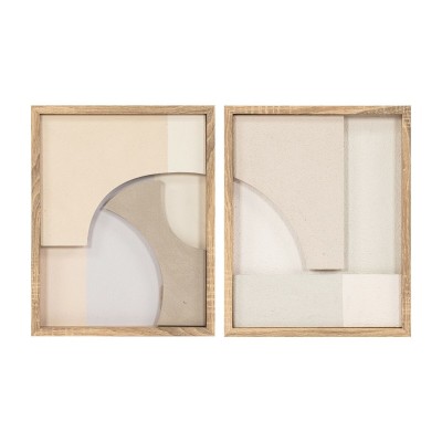 Cadre Home ESPRIT Blanc Beige Naturel Moderne Scandinave 40 x 3,8 x 50 cm (2 Unités)