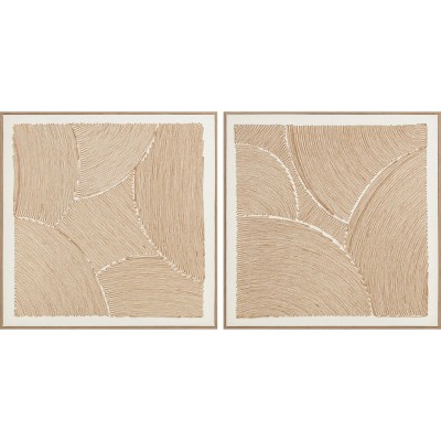 Cadre Home ESPRIT Blanc Naturel Moderne Avec relief Scandinave 100 x 3,8 x 100 cm (2 Unités)