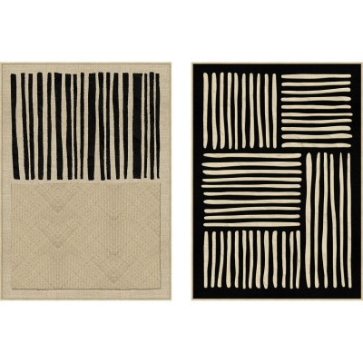 Painting Home ESPRIT Black Beige Urban 103 x 4,5 x 143 cm (2 Units)