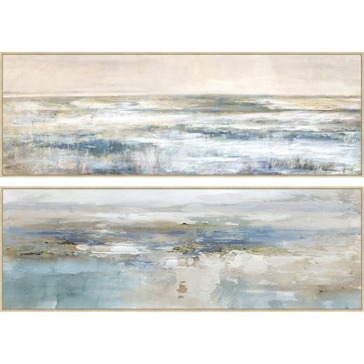 Painting Home ESPRIT Blue White Abstract Modern 153 x 4,3 x 53 cm (2 Units)